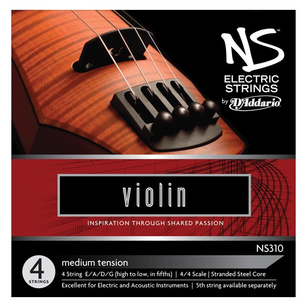 D'Addario electric violin string set Medium NS310