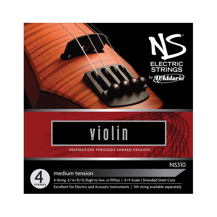 D'Addario electric violin string set Medium NS310