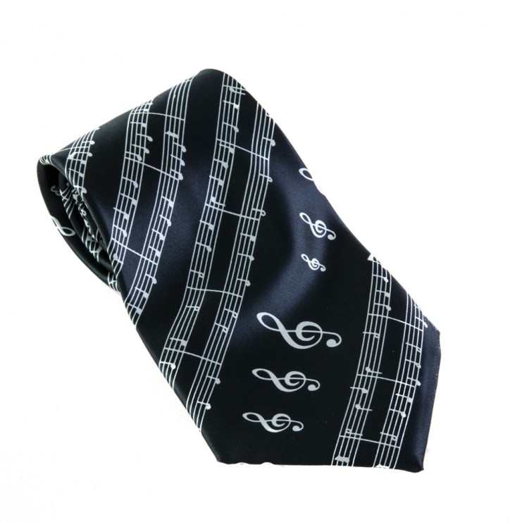 Black score and treble clefs tie