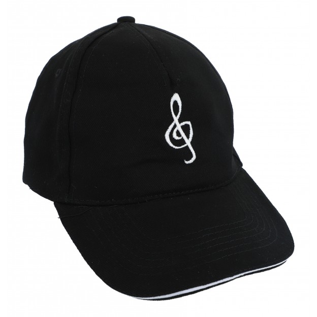 Black cap with embroidery treble clef GC