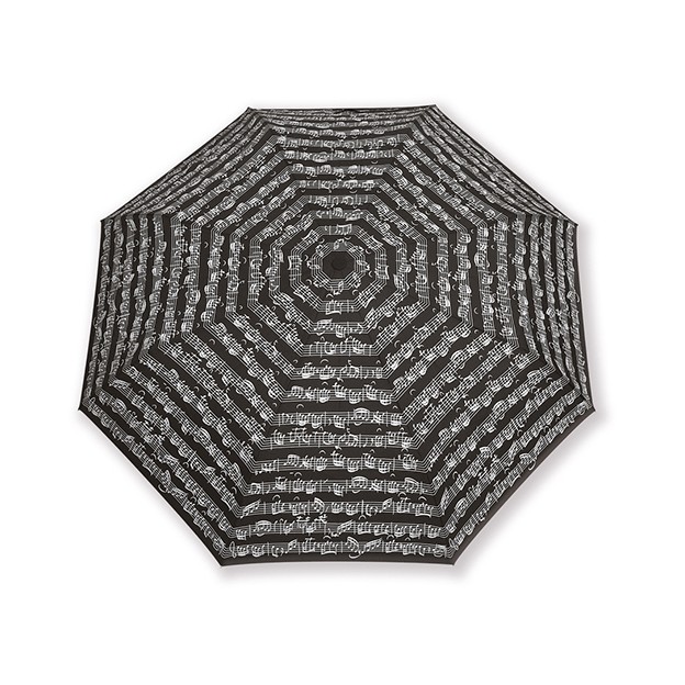 Parapluie pliant noir port&eacute;e musicale