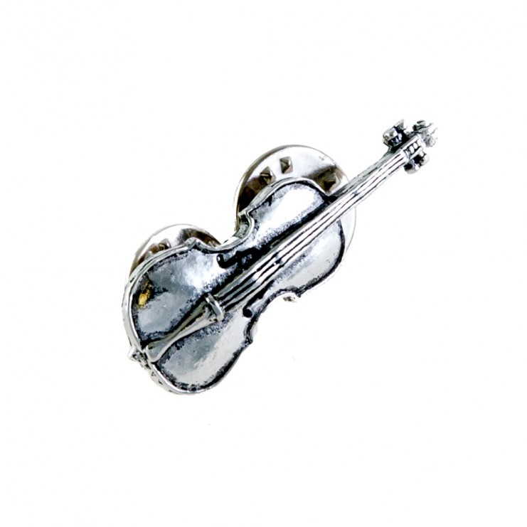Pin's violoncelle argenté