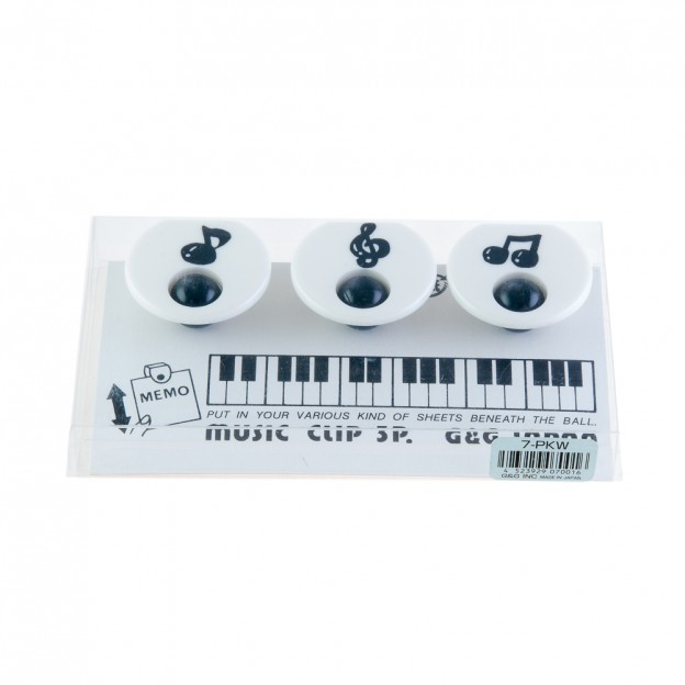 Set de 3 pinces musicales blanches