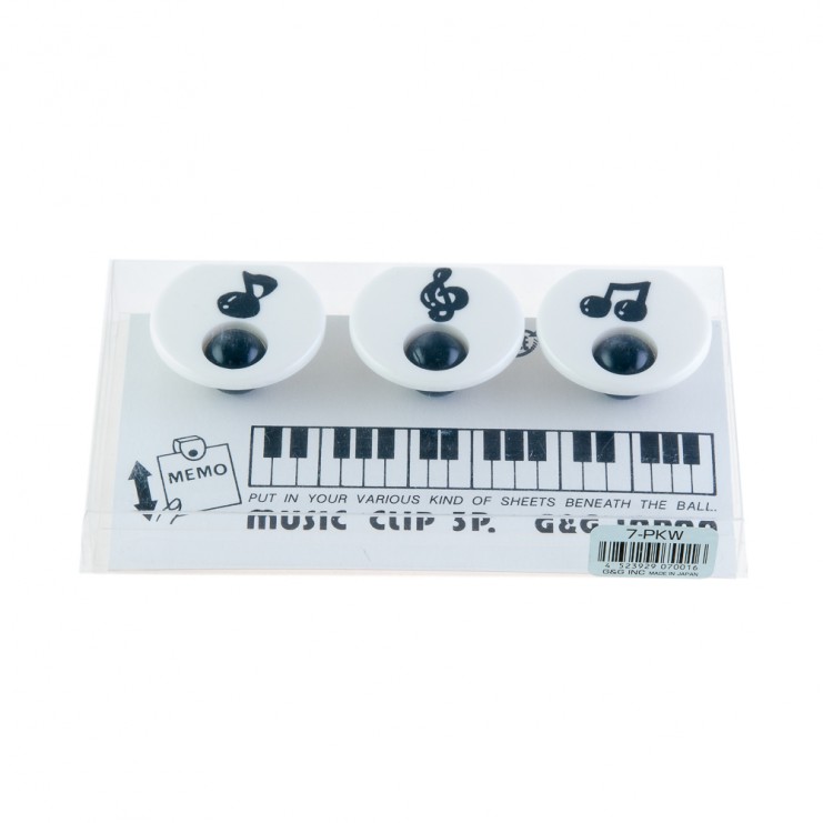 Set de 3 pinces musicales blanches
