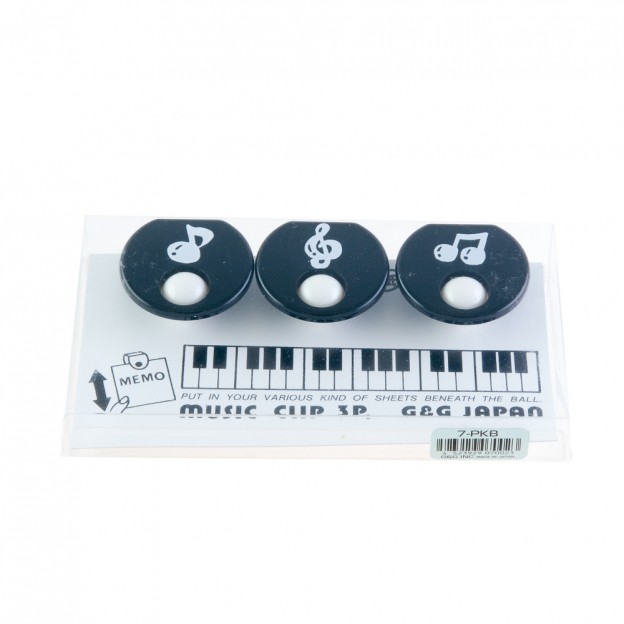 Set de 3 pinces musicales noires