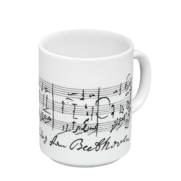 Taza blanca cerámica partitura Beethoven