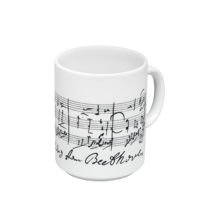 Taza blanca cerámica partitura Beethoven