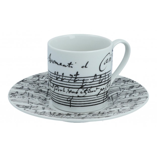 Manuscript espresso mug with matching plate