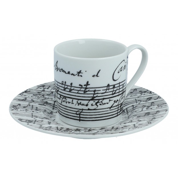 Porcelain espresso mug score with matching plate