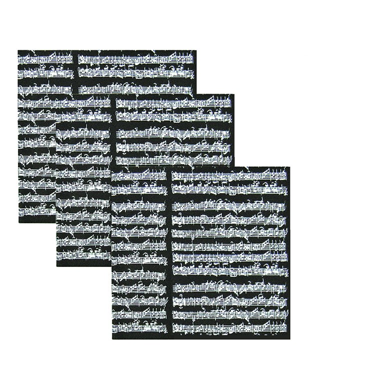 Papel negro con partitura x 3 unidades