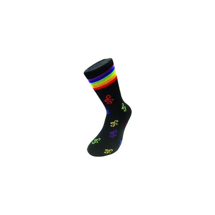 Calcetines negros notas de colores y arcoiris