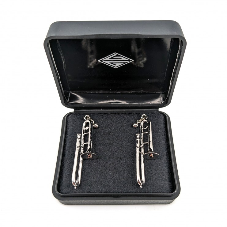 Pendientes trombón plateado