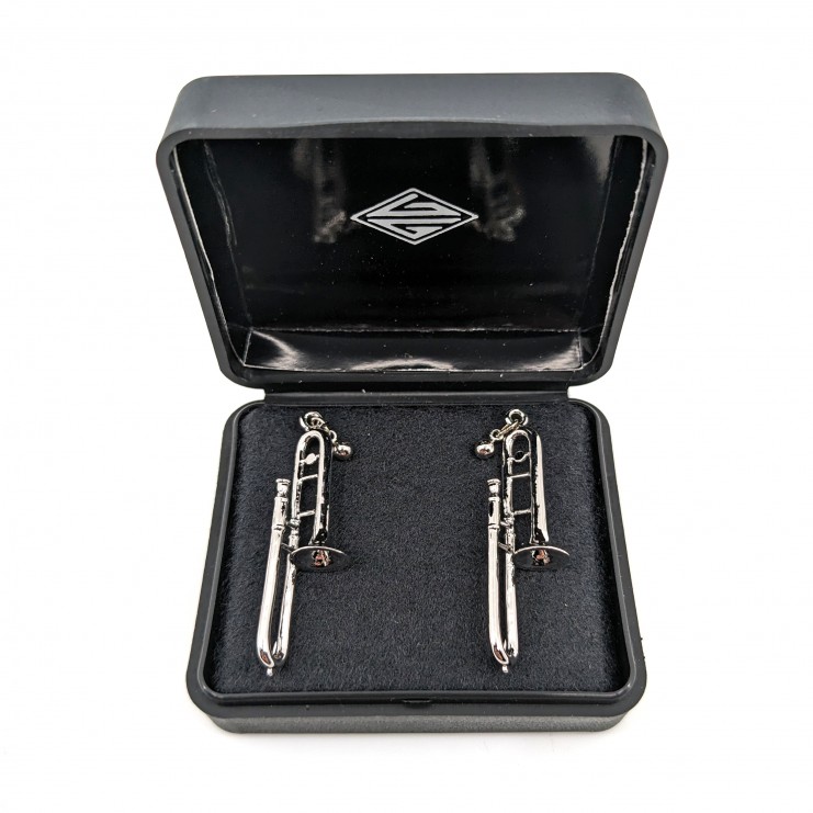 Pendientes trombone plateado