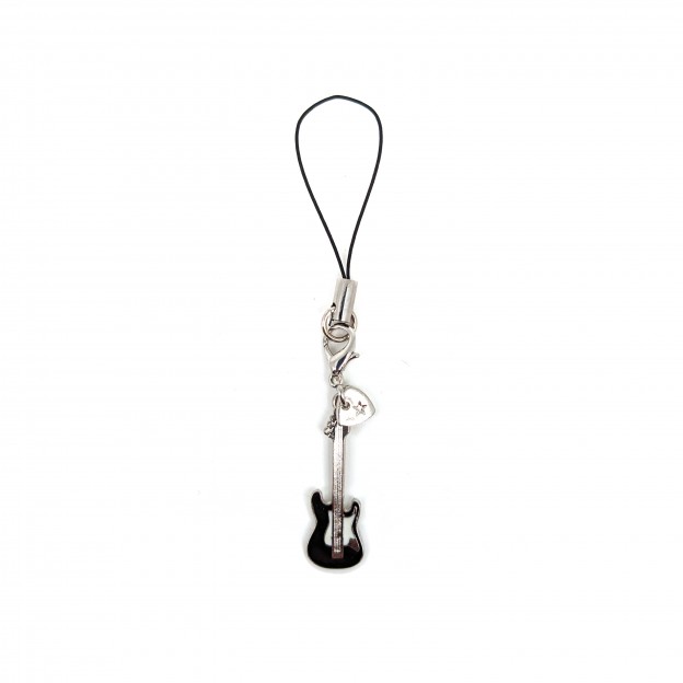 necklace - keychain black electric guitar