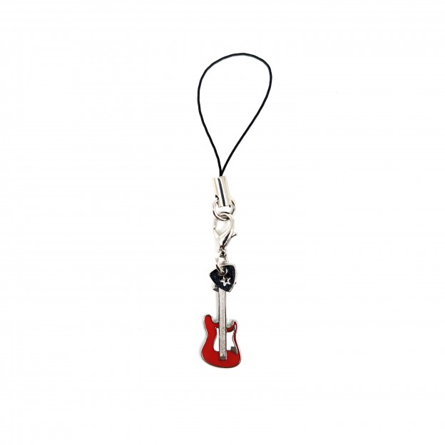 necklace - keychain red electric guitar
