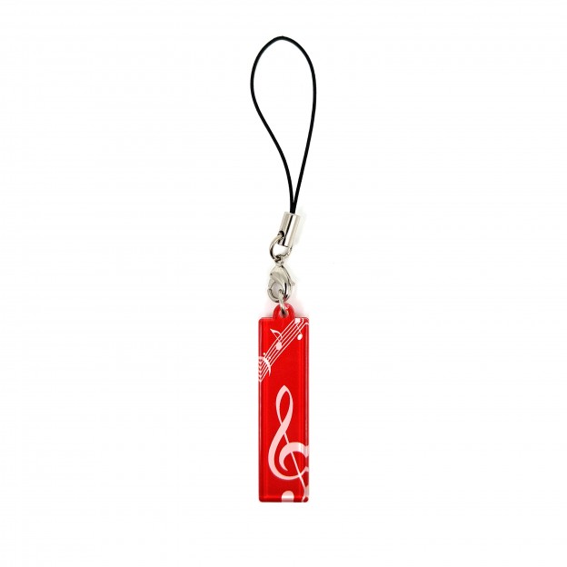 necklace - keychain methacrylate treble clef red