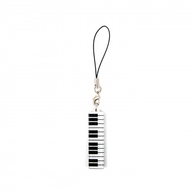 necklace - keychain black methacrylate piano keyboard