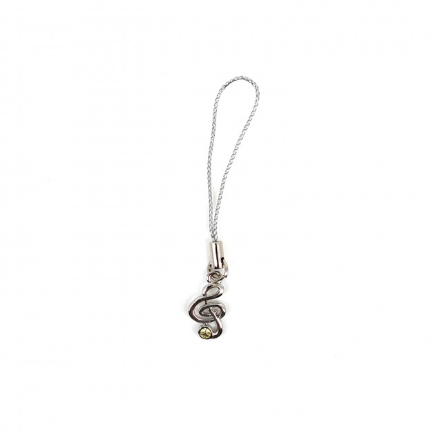 Pendentif porte-cl&eacute;s cl&eacute; de sol jaune
