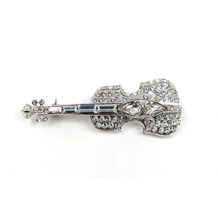Broche Violon Svarovski plateado