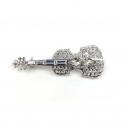 Broche Violon Svarovski plateado