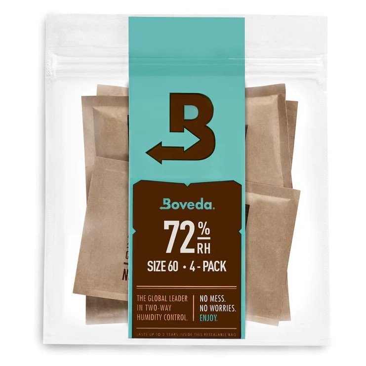 Pack Boveda 4 unités 72% pour étui de guitare en bois, taille 60