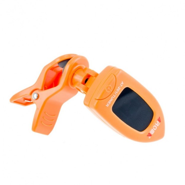 Aroma AT-201 clip on tuner. Chromatic mode for guitar, bass, ukulele and violin.
