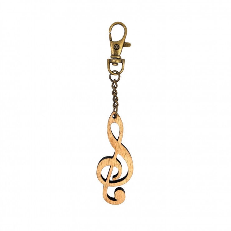 Porte-clés en bois Clé de sol