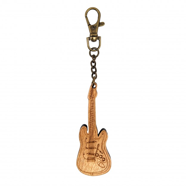 Porte-cl&eacute;s en bois guitare &eacute;lectrique