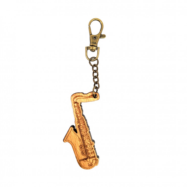 Porte-clés en bois saxophone