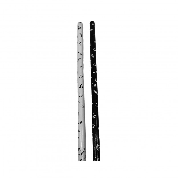35 crayons blancs et noirs motif notes
