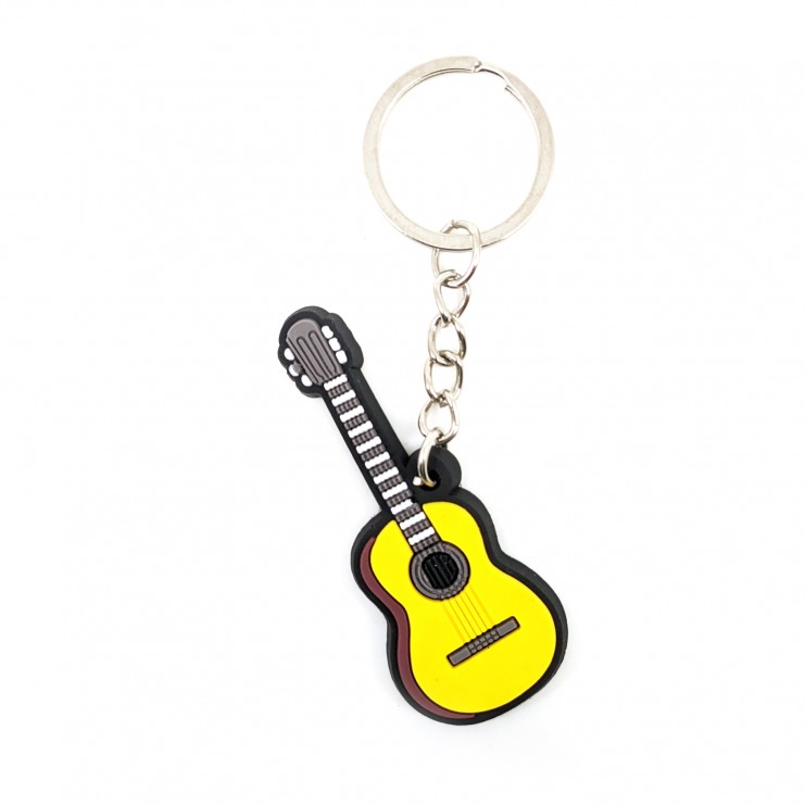 Acoustic guitar rubber keychain