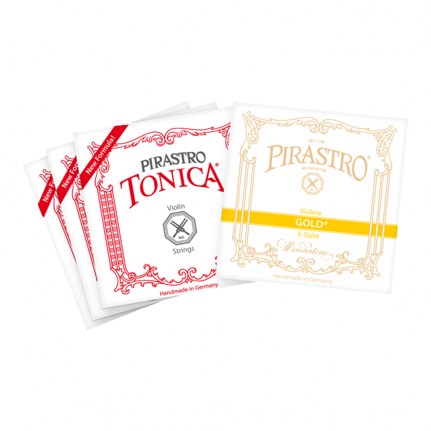 Pirastro Tonica + Gold violin (E Gold) string set Ball Medium