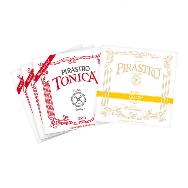 Jeu de cordes pour Violon Pirastro Tonica + Gold 1re Oro boule Medium