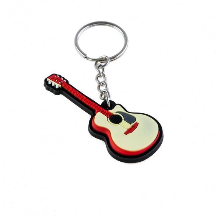 Acoustic guitar rubber keychain