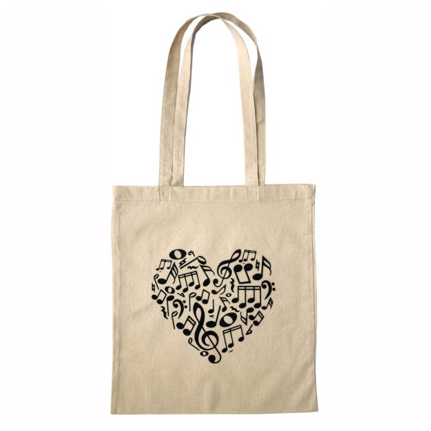 Bolsa Tote Bag corazón de notas