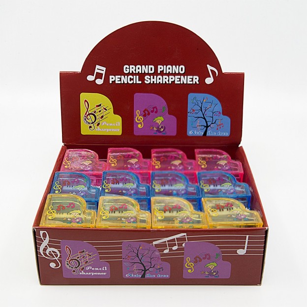 Lot de 24 taille-crayons piano &agrave; queue &agrave; motif musical enfantin
