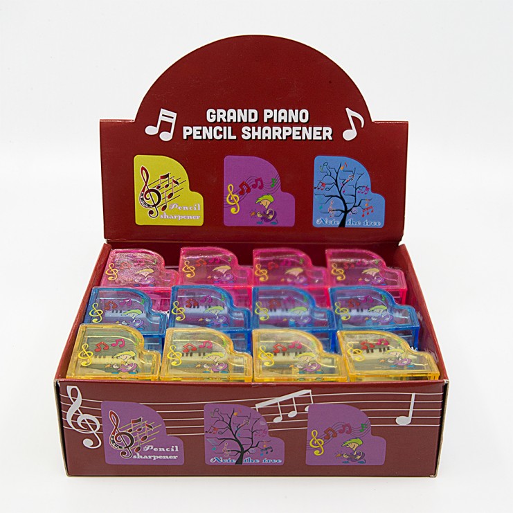 Lot de 24 taille-crayons piano à queue à motif musical enfantin