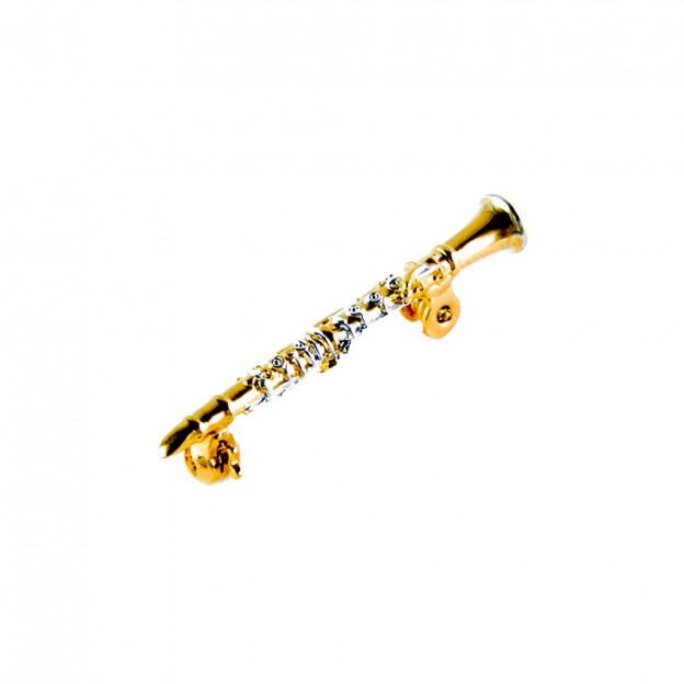 Broche 3D clarinete plateado/dorado