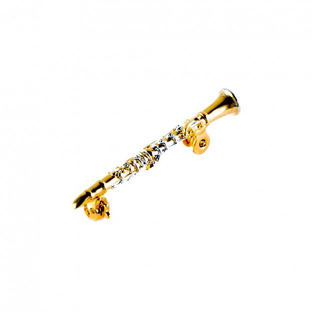 Clarinet silver/gold 3D brooch