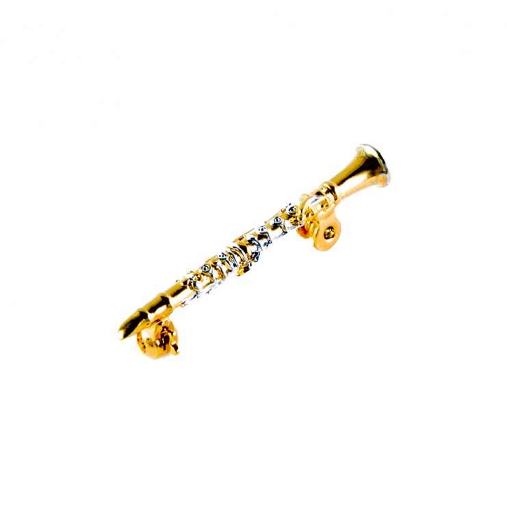 3D clarinet silver/gold plated brooch