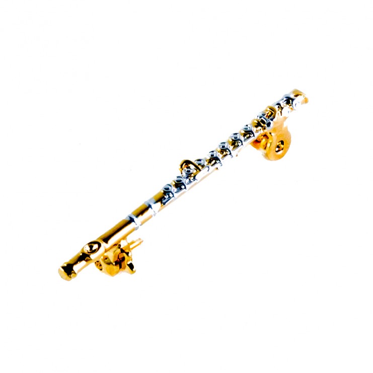 Flute silver/gold 3D brooch