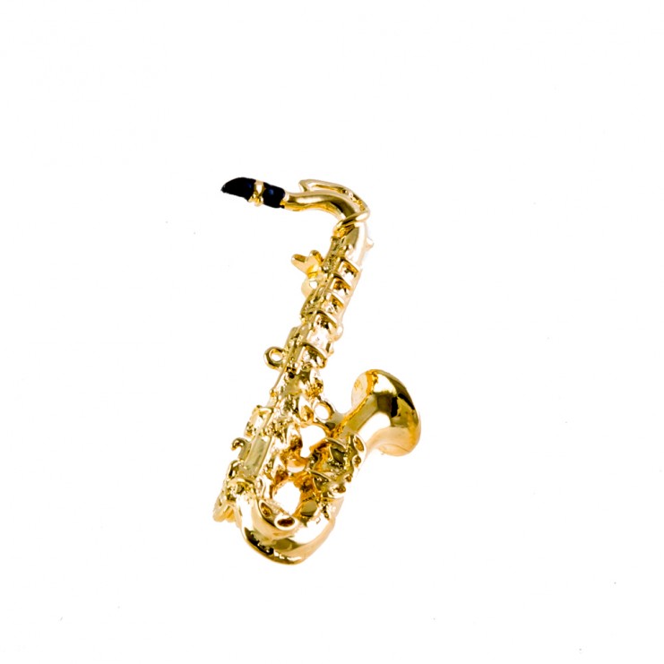 Broche 3D saxo dorado