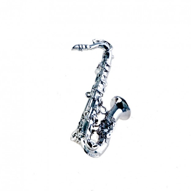 3D brooch saxophone silver plated