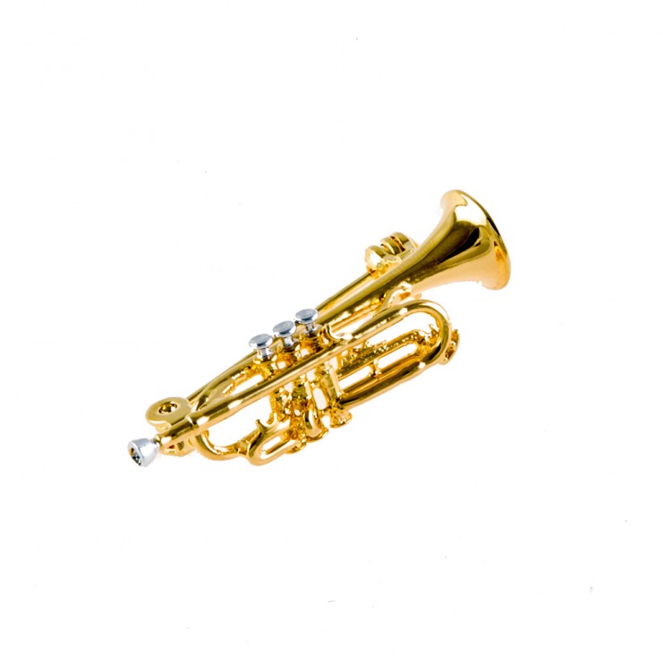 Trumpet silver/gold 3D brooch