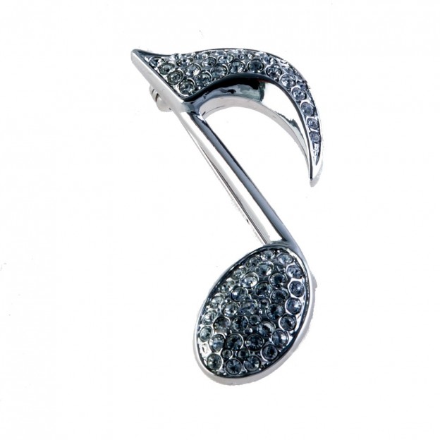 Broche corchea Swarovski plateado