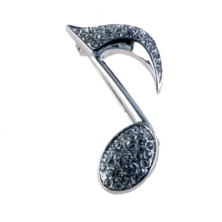 Broche corchea Swarovski plateado