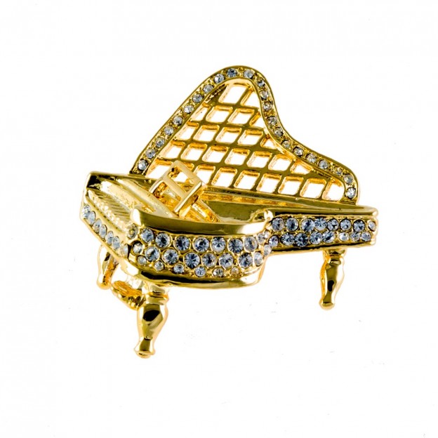 Broche piano de cola Swarovski dorado