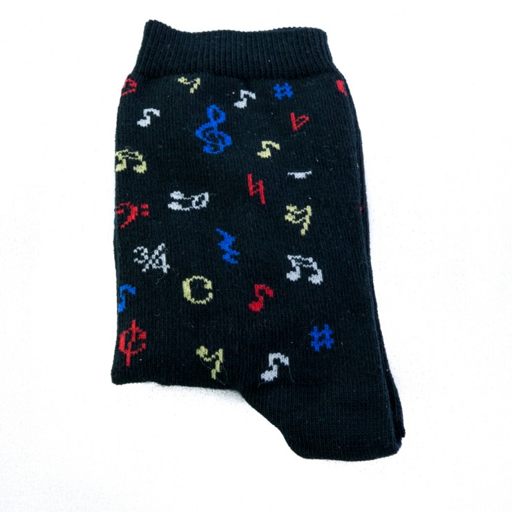 Black colorful notes socks