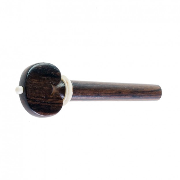 Cheville pour alto en palissandre, modèle cœur avec pin et collerette blancs