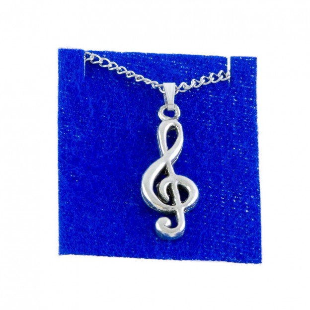 Treble clef silver necklace